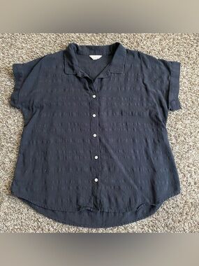 Lucky Brand Shirt Women’s M Black Blouse Cotton Button Up Lightweight Casual
